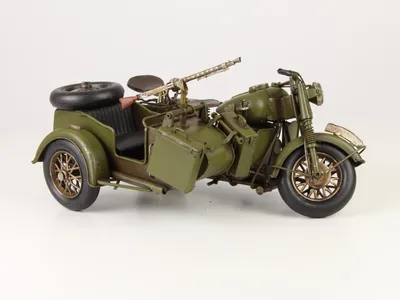 Image de Moritz Design modèle en étain armée Mototrrad side-car MG 26,1 x 36,1 x 16 cm métal voiture pas de jouet