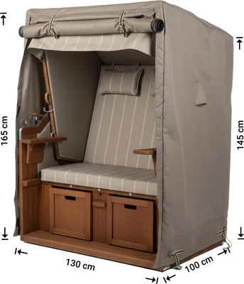 Produktbild von Raffles Covers Raffles Covers Strandkorbhülle | Atmungsaktiv | Wasserdicht | UV-beständig | Doppelnähte | Elastischer Kordelzug - Farbe: Taupe, Masse: 130 x 100