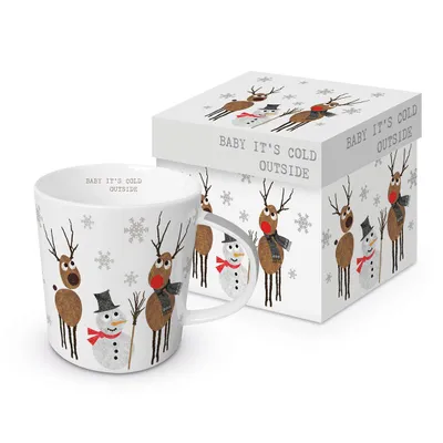 Produktbild von Kaffeebecher, Schneemann und Rentiere, Henkelbecher Tasse, Cold Outside