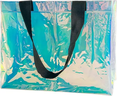 Productafbeelding van Holografische strandtas, waterdicht, lichtgewicht, zilver, 45x35x15 cm