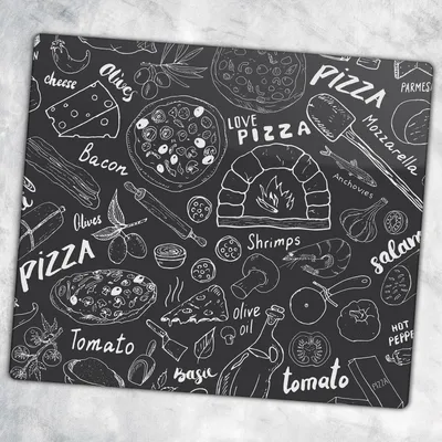 Produktbild von Glas-Herdabdeckplatten Glaskeramikkochfeld-Abdeckung Spritzschutz Glas 60 cm x 52 cm - Pizza Motiv