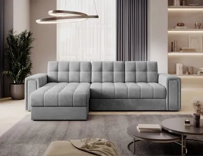 Produktbild von ELTAP Ecksofa Blenvi in Grau, L-Form, universell montierbar, mit Schlaffunktion und Bettkasten