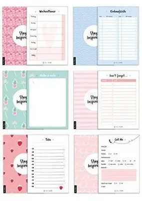 Produktbild von 6 Blöcke inkl. Wochenplaner, Einkaufsliste, To Do Block/Liste, Notizblock, Kalender Notizblock, Rückruf Notiz, 50 Seiten pro Block, DIN A6, Hochwertige Papierqualität.