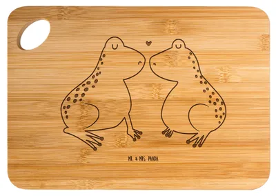 Produktbild von Mr. & Mrs. Panda Holzbrett Frosch Liebe - Transparent - Geschenk, Frühstücksbrett, Frösche, Holzbrettchen, Freundin, Frühstücksbrettchen, Schneidebrett, Pärchen, Hochzeit