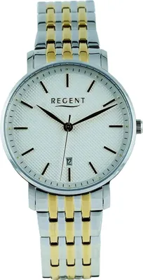Productafbeelding van Regent herenhorloge, metalen polsband, metalen band, analoog, zilver, goud, modelnummer D2UR1012511