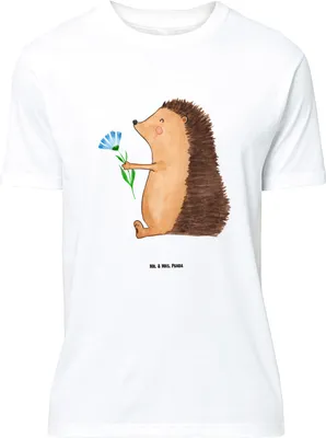 Produktbild von Mr. & Mrs. Panda Größe L T-Shirt Igel Blumen - Weiß - Geschenk, krank, Shirt, mit Spruch, Lustige Sprüche, Tshirt, Krankenhaus, Krankheit, Genesungswünsche