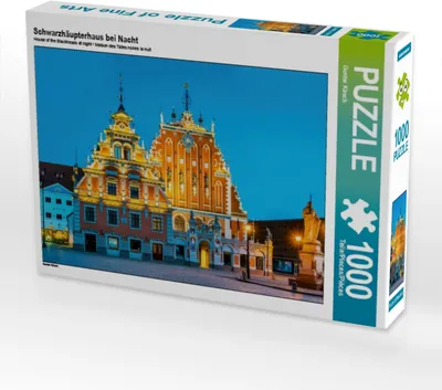 Produktbild von Calvendo Schwarzhäupterhaus bei Nacht 1000 Teile Puzzle quer 640x480mm, Kirsch Gunter; 7397591