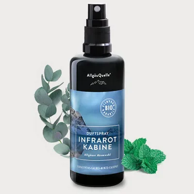Produktbild von Infrarotkabinen-Spray Allgäuer Atemwohl Raumduft mit Eukalyptus, Salbei, Minze und Cajeput