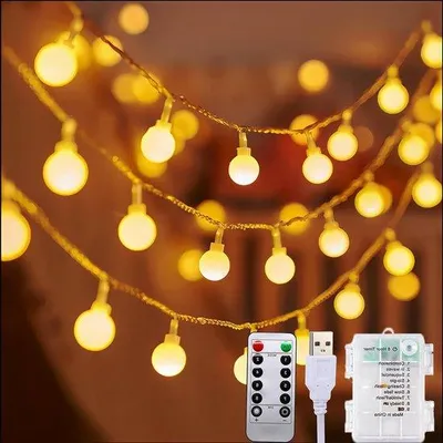 Immagine prodotto di Plafoniera a LED 12M con 100 LED, 8 modalità, timer, USB, per interni ed esterni