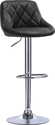 Image de Tabouret de bar design Gita - Avec dossier - Stable - Ergonomique - Similicuir - Hauteur d'assise 60-82cm - Noir - 1 pièce - Pour cuisine & bar - Réglable en hauteur