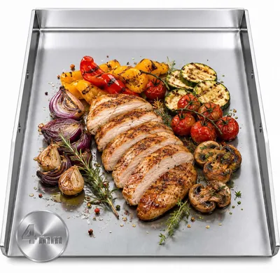 Produktbild von Plancha Grillplatte 40x30 cm Edelstahl 4 mm offen mit 4 cm hohem Rand BBQ