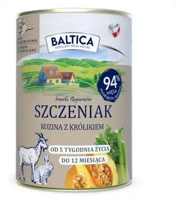Zdjęcie produktu dla Baltica Smaki Regionów Karma dla psa szczeniaka Kozina z Królikiem 400 g