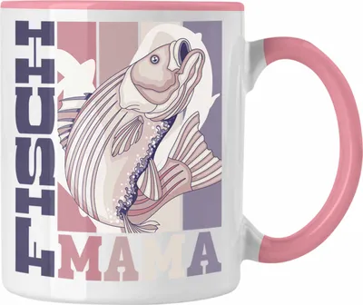Produktbild von Trendation - Fisch Mama Tasse Geschenk für Fisch Besitzerin Spruch Geschenkidee (Rosa)