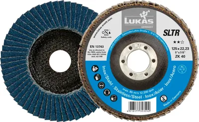 Produktbild von LUKAS Schleiflamellenteller SLTR Zirkonkorund ø 115 mm Korn 40 Inhalt: 10 Stück