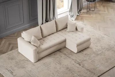 Produktbild von Ecksofa Luis L - Eckcouch L-Form, Sofa Couch, mit Schlaffunktion, Bettkasten, Kissen und Steppung, Polstermöbel, RECHTS, Abriamo 3