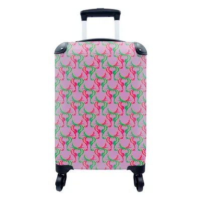 Produktbild von MuchoWow® Koffer Handgepäck Trolley Rollkoffer Kleine Reisekoffer mit 4 Rollen - Hirsche - Muster - Lila - Cabin Size < 55x40x23 cm & 55x40x20 cm - Fotokoffer - Kabinenkoffer - Boardgepäck - Reise-Box - Reisekoffer - Reisegepäck - Koffer mit Bild - Trolley für Kinder