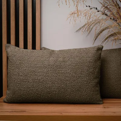 Produktbild von MG Design 2er Set Kissenbezüge 40 x 60 cm in Braun - mit Reißverschluss, fein gewebt mit Chenille-Haptik, pflegeleich