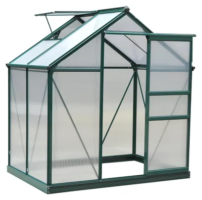 Produktbild von Gewächshaus mit Dachfenster Aluminium Treibhaus 190 cm x 132 cm x 201 cm Grün + Transparent