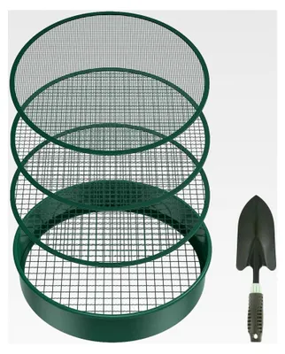 Produktbild von Gartensieb Set - Gartensand, Erde, Kompost, Metallsieb, Pflanzvorbereitung, Steinentfernung, Bodengrader