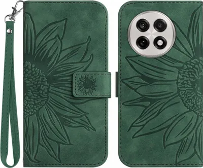 Produktbild von OnePlus 13 Hülle - Coverup Sonnenblume Klapphülle mit Schlüsselband - Grün