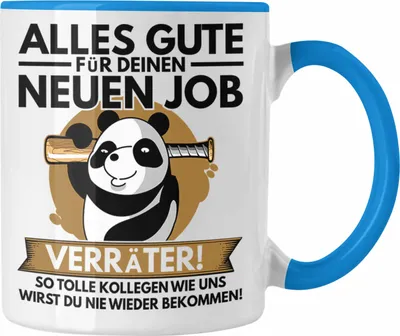 Produktbild von Trendation - Jobwechsel Tasse Geschenk Neuer Job Abschied Abschiedsgeschenk Kollege Kollegin Alles Gute Für Den Neuen Job (Blau)