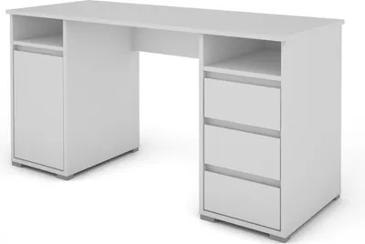 Produktbild von byLIVING Schreibtisch Lobo, in weiß, mit 3 Schubkästen und 1 Tür, Breite 138 cm