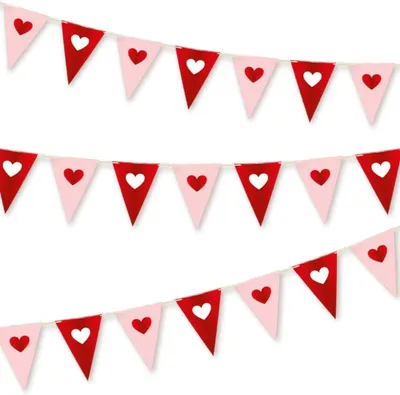 Imagen del producto de Guirnalda decorativa con forma de corazón, de 10 metros de largo, en color rojo y rosa, ideal para el Día de San Valentín
