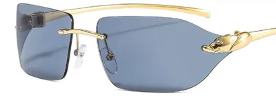 Produktbild von Rahmenlose Damen-Sonnenbrille mit getönten rechteckigen Gläsern, Metallrahmen und Diamantschliff