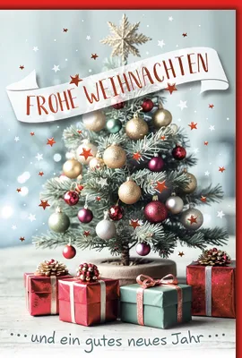 Produktbild von Weihnachten Weihnachtsbaum mit Geschenken Glückwunschkarte mit Umschlag