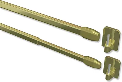 Produktbild von Interdeco Vitragestangen mit Klebehaken, Scheibenstange Messing-farbig, 80-140 cm (Packung 2 Stück)