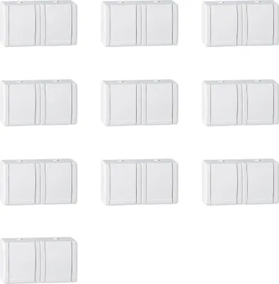 Produktbild von ALING-CONEL 2-fach Aufputz Schutzkontakt Steckdose mit Klappdeckel 16A/250V / IP44 - Weiß (10er Set)