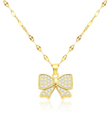 Produktbild von Gilieyer Glänzend Schleife Halskette Anhänger, Kette Damen Gold Silber Schleifen