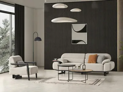 Produktbild von Moderne Sofa Komplett 3+1 Sitzer Wohnzimmer Sessel mit Dreisitzer Sofa Couch