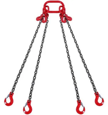 Obrázek produktu pro Řetězový závěs 3mx8mm - 4pramenný řetězový závěs - jeřábový řetěz lesnický řetěz - nosnost 5000kg - těžký řetěz pro průmysl a stavebnictví
