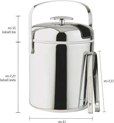 Produktbild von Famanu Eiseimer 13 Liter Edelstahl mit Deckel - Eiszange und Abtropfgitter