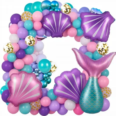 Zdjęcie produktu dla Balony Na Urodziny Syrenka Balon Zestaw Łuk Balonowy Muszelki Urodzinowe
