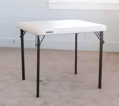 Produktbild von Klapptisch & Beistelltisch 61x61x54 cm Weiß - Kinderspeeltafel aus Stoff und Metall