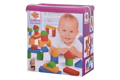 Produktbild von Eichhorn Holzbausteine Baby - Extra große Bausteine, 40x40mm, 50 Stück, Hartholz, ab 1 Jahr