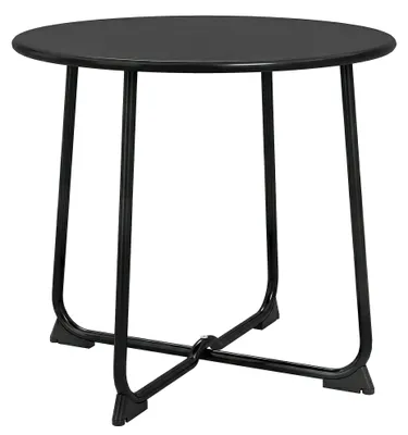 Produktbild von 50 cm Runder Outdoor-Tisch, Metall Gartencouchtisch mit X-förmigem Gestell und rutschfesten Füßen, Schwarz