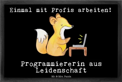 Produktbild von Mr. & Mrs. Panda fußmatte Programmiererin Leidenschaft 40 x 60 cm - Schwarz - Geschenk, Softwareingenieurin, Nerd, Eingangsteppich, Schmutzfangmatte, Fussmatte