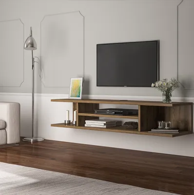 Image de Meuble TV Decorotika Pivot pour téléviseurs jusqu'à 47 pouces | Chêne foncé