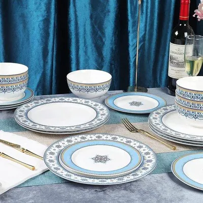 Produktbild von Famanu Servierset aus Porzellan - 6 Teller, 6 Schalen, 6 Schüsseln