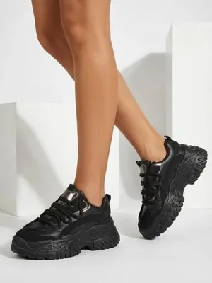 Zdjęcie produktu dla Aurelia Nero – Damskie Sneakersy Chunky ze Skóry Ekologicznej Czarny 6,5 cm, rozmiar 37