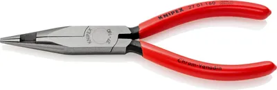 Produktbild von Knipex 27 01 160, Spitzzange, Chrom-Vanadium-Stahl, Kunststoff, Rot, 160 mm, 120 g