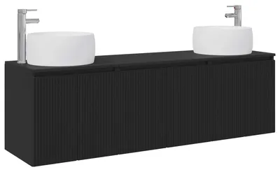 Immagine prodotto di vidaXL Set di 3 armadietti da bagno, colore nero, dimensioni 49,5 x 44,5 x 66 cm