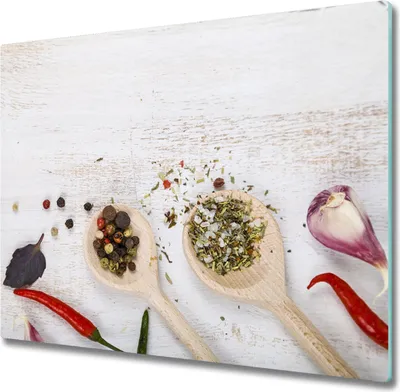 Produktbild von Glas Herdabdeckplatte 60x52 cm Spritzschutz Glasabdeckplatte Schneidebrett Gemüse und Gewürze