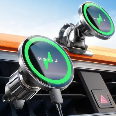 Produktbild von Magnetischer Autohalter für Smartphones mit schneller Induktive Ladung - Kompatibel mit iPhone 15, 14, 13, iPad, Samsung und Xiaomi