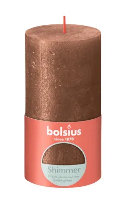 Image de Bougie cylindrique Bolsius Shimmer, cuivre, 130 x 68 mm