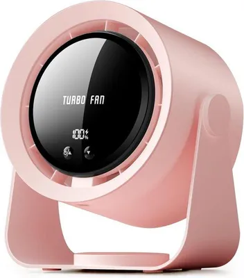 Image de Ventilateur de table rechargeable avec 5 vitesses - Ventilateur de bureau USB avec écran LED - pour chambre, bureau, chambre d'étudiant - rose