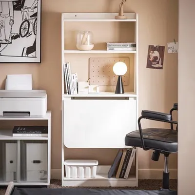 Immagine prodotto di Scrivania pieghevole a forma di L, in legno, salvaspazio, ideale per l'ufficio domestico e per l'ambiente lavorativo